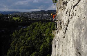 Richard Mayfield climbing Debauchery (E1 5b, 5b) High Tor